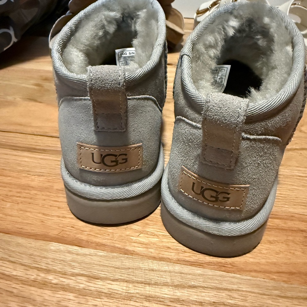 UGG Light Grey ultra mini boots